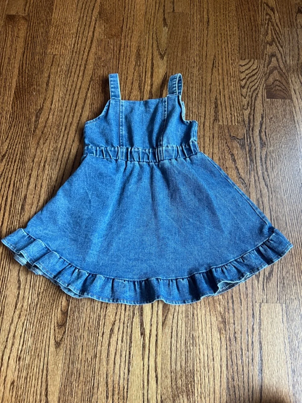 Girls Denim Button-Front Pinafore Dress - Blue - Picture 2 of 2
